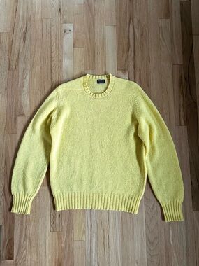 VINTAGE BROOKS BROTHERS shetland wool crewneck sweater sunshine yellow size L
